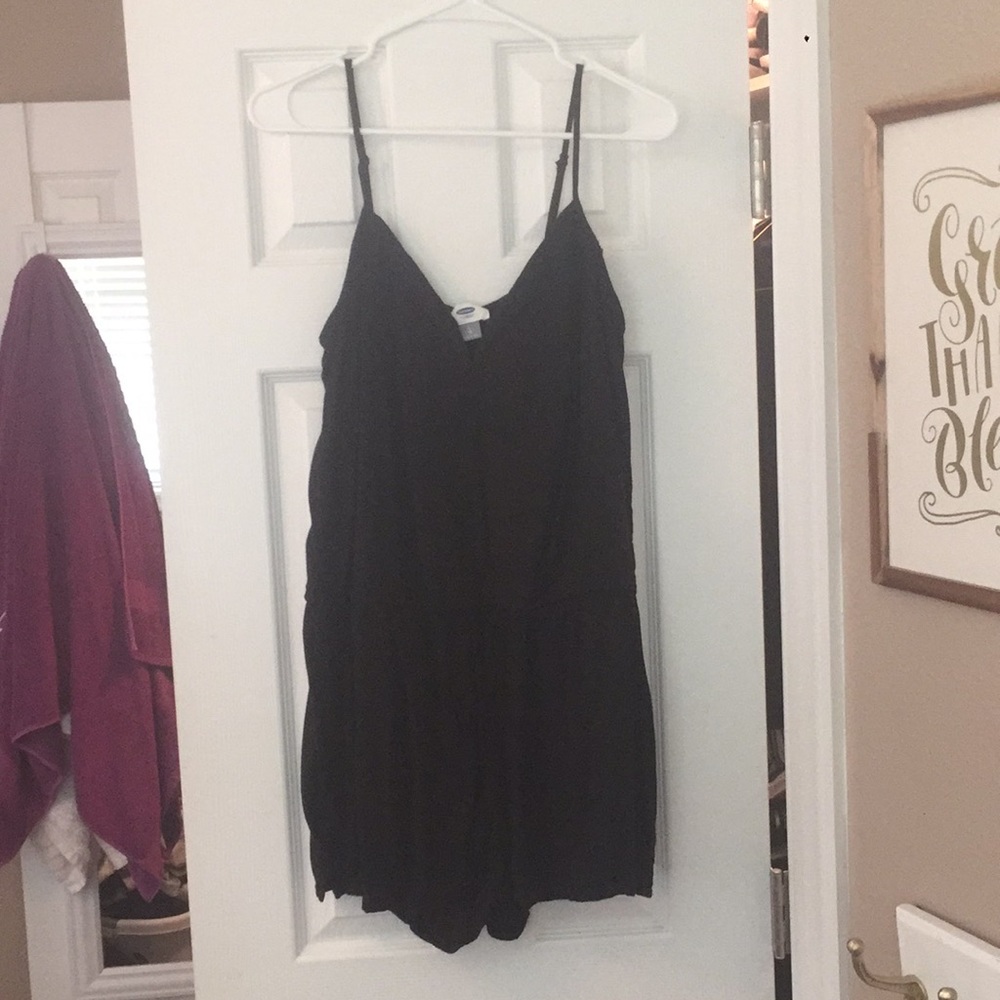Old Navy black embroidered romper